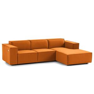 Ecksofa KINX mit Longchair Webstoff Milan: Rostbraun - Breite: 260 cm - Longchair davorstehend rechts - Sitztiefenverstellung