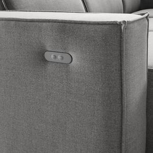 Canapé d’angle KINX méridienne Tissu - Tissu Milan : Gris clair - Largeur : 294 cm - Méridienne courte à droite (vue de face) - Avec réglage de la profondeur d'assise