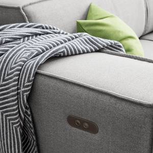 Canapé d’angle KINX méridienne Tissu - Tissu Milan : Gris clair - Largeur : 294 cm - Méridienne courte à droite (vue de face) - Avec réglage de la profondeur d'assise