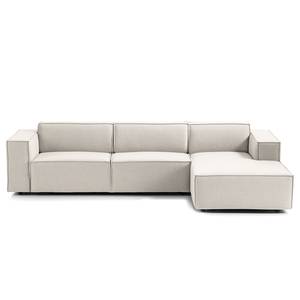 Ecksofa KINX mit Longchair Webstoff Milan: Altweiß - Breite: 294 cm - Longchair davorstehend rechts - Sitztiefenverstellung