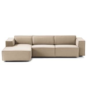 Canapé d’angle KINX méridienne Tissu - Tissu Milan : Beige - Largeur : 294 cm - Méridienne courte à gauche (vue de face) - Avec réglage de la profondeur d'assise