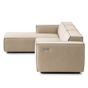 Hoekbank KINX met Longchair geweven stof - Geweven stof Milan: Beige - Breedte: 294 cm - Longchair vooraanzicht links - Met zitdiepte verstelling