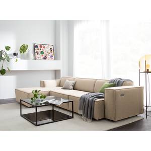 Ecksofa KINX mit Longchair Webstoff Milan: Beige - Breite: 294 cm - Longchair davorstehend links - Sitztiefenverstellung