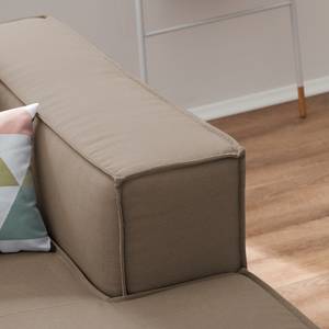 Canapé d’angle KINX méridienne Tissu - Tissu Osta: Cappuccino - Largeur : 294 cm - Méridienne courte à droite (vue de face) - Avec réglage de la profondeur d'assise
