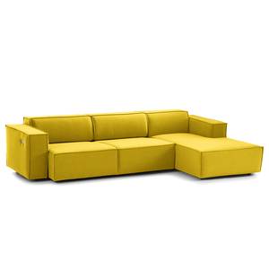 Ecksofa KINX mit Longchair Webstoff Milan: Gelb - Breite: 294 cm - Longchair davorstehend rechts - Sitztiefenverstellung