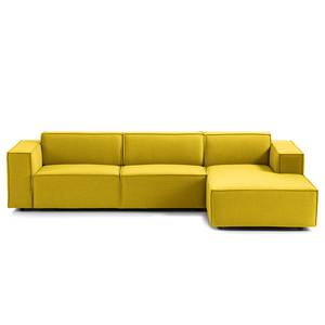 Ecksofa KINX mit Longchair Webstoff Milan: Gelb - Breite: 294 cm - Longchair davorstehend rechts - Sitztiefenverstellung