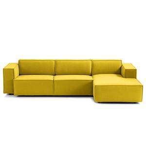 Ecksofa KINX mit Longchair Webstoff Milan: Gelb - Breite: 294 cm - Longchair davorstehend rechts - Sitztiefenverstellung