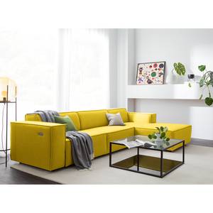 Ecksofa KINX mit Longchair Webstoff Milan: Gelb - Breite: 294 cm - Longchair davorstehend rechts - Sitztiefenverstellung