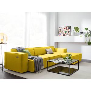 Ecksofa KINX mit Longchair Webstoff Milan: Gelb - Breite: 294 cm - Longchair davorstehend rechts - Sitztiefenverstellung