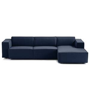 Ecksofa KINX mit Longchair Webstoff Milan: Dunkelblau - Breite: 294 cm - Longchair davorstehend rechts - Sitztiefenverstellung