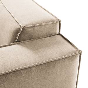 Canapé d’angle KINX ottomane Tissu - Tissu Milan : Beige - Méridienne longue à gauche (vue de face) - Avec réglage de la profondeur d'assise
