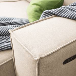 Canapé d’angle KINX ottomane Tissu - Tissu Milan : Beige - Méridienne longue à gauche (vue de face) - Avec réglage de la profondeur d'assise