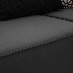 Canapé d’angle KINX ottomane Tissu - Tissu Osta: Anthracite - Méridienne longue à droite (vue de face) - Avec réglage de la profondeur d'assise