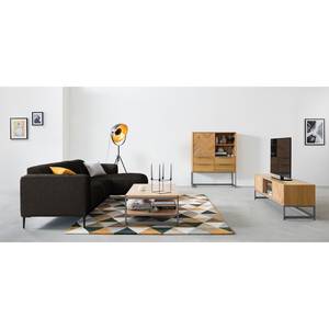 Ecksofa Crawford I Webstoff Webstoff Saia: Schwarz-Braun - Breite: 255 cm - Longchair davorstehend rechts