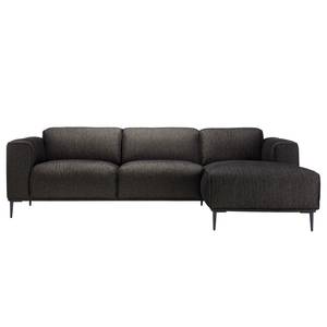 Ecksofa Crawford I Webstoff Webstoff Saia: Schwarz-Braun - Breite: 255 cm - Longchair davorstehend rechts