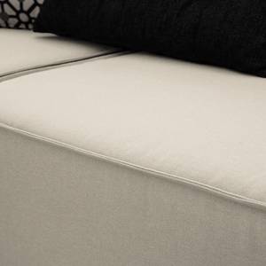 Canapé d’angle KINX ottomane Tissu - Tissu Osta: Blanc vieilli - Méridienne longue à gauche (vue de face) - Avec réglage de la profondeur d'assise