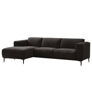 Ecksofa Crawford I Webstoff Webstoff Saia: Schwarz-Braun - Breite: 255 cm - Longchair davorstehend links