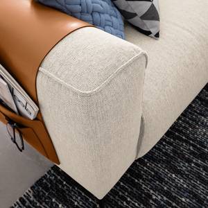 Ecksofa Crawford Iii Webstoff Webstoff Saia: Beige - Ottomane davorstehend rechts