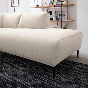 Ecksofa Crawford Iii Webstoff Webstoff Saia: Beige - Ottomane davorstehend rechts