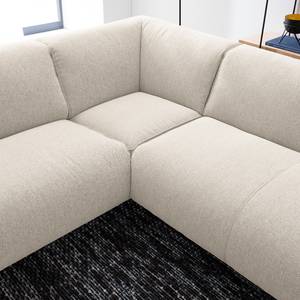 Ecksofa Crawford Iii Webstoff Webstoff Saia: Beige - Ottomane davorstehend rechts