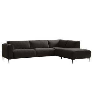 Ecksofa Crawford Iii Webstoff Webstoff Saia: Schwarz-Braun - Ottomane davorstehend rechts