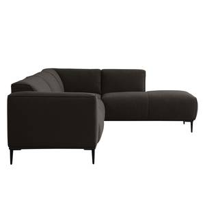 Ecksofa Crawford Iii Webstoff Webstoff Saia: Schwarz-Braun - Ottomane davorstehend rechts