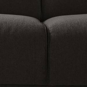 Wohnlandschaft Crawford Webstoff Saia: Schwarz-Braun - Longchair davorstehend links / Ottomane rechts