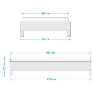 Massief houten bed AresWOOD Wit geolied eikenhout - 90 x 200cm - Zonder hoofdeinde