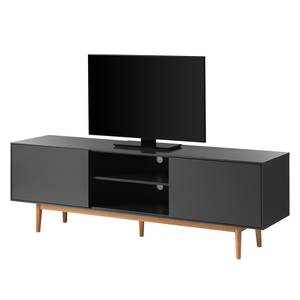 Mobile TV LINDHOLM Parzialmente in legno massello di quercia Bianco - Grigio / Quercia - Grigio - 180 x 45 cm