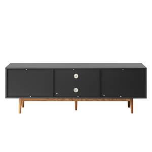 Tv-meubel LINDHOLM deels massief eikenhout - Grijs/Eikenhouten - Grijs - 180 x 45 cm