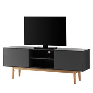 TV-Lowboard LINDHOLM Eiche teilmassiv - Grau / Eiche - Grau - 160 x 40 cm