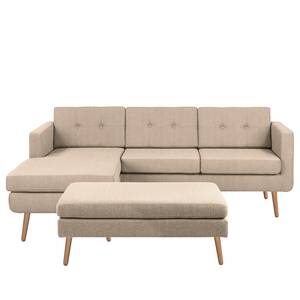 Ecksofa Croom Webstoff Polia: Cappuccino - Longchair davorstehend links - Mit Hocker