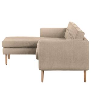 Ecksofa Croom Webstoff Polia: Cappuccino - Longchair davorstehend links - Mit Hocker