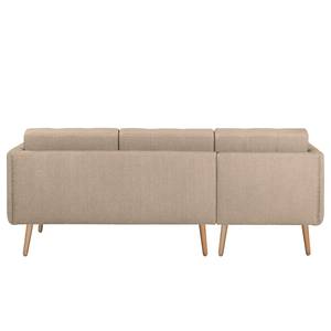 Ecksofa Croom Webstoff - Webstoff Polia: Cappuccino - Longchair davorstehend links - Mit Hocker