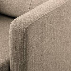 Ecksofa Croom Webstoff Polia: Cappuccino - Longchair davorstehend links - Mit Hocker