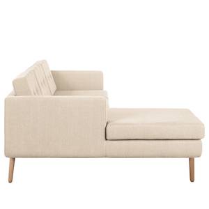 Ecksofa Croom Webstoff - Webstoff Polia: Kaschmir - Longchair davorstehend links - Mit Hocker