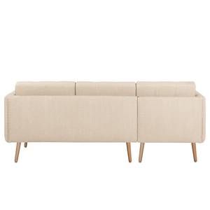 Ecksofa Croom Webstoff - Webstoff Polia: Kaschmir - Longchair davorstehend links - Mit Hocker