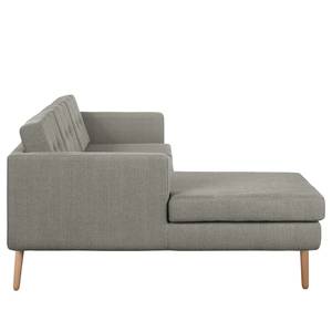 Ecksofa Croom Webstoff - Webstoff Polia: Fango - Longchair davorstehend links - Mit Hocker