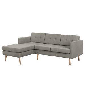 Ecksofa Croom Webstoff Polia: Fango - Longchair davorstehend links - Mit Hocker