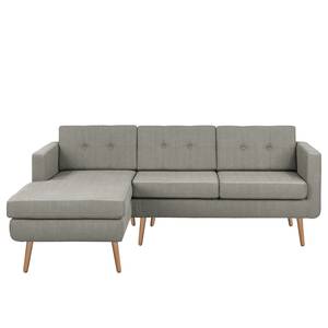 Ecksofa Croom Webstoff Polia: Fango - Longchair davorstehend links - Mit Hocker