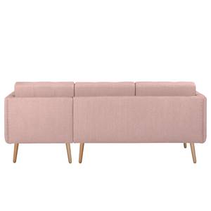 Ecksofa Croom Webstoff Polia: Mauve - Longchair davorstehend rechts - Mit Hocker