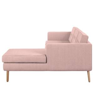 Ecksofa Croom Webstoff Polia: Mauve - Longchair davorstehend rechts - Mit Hocker