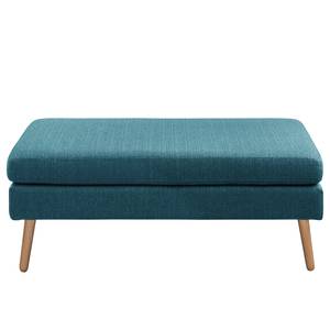 Ecksofa Croom Webstoff - Webstoff Polia: Jeansblau - Longchair davorstehend links - Mit Hocker