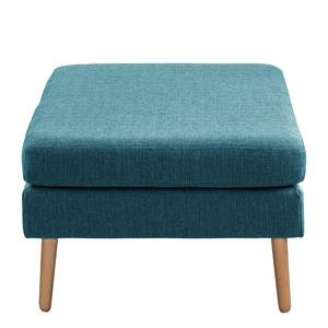 Ecksofa Croom Webstoff - Webstoff Polia: Jeansblau - Longchair davorstehend links - Mit Hocker