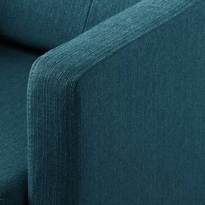 Canapé d’angle Croom Tissu - Tissu Polia: Bleu jean - Méridienne courte à gauche (vue de face) - Avec repose-pieds