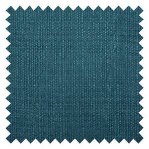 Ecksofa Croom Webstoff - Webstoff Polia: Jeansblau - Longchair davorstehend links - Mit Hocker