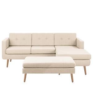 Ecksofa Croom Webstoff Polia: Kaschmir - Longchair davorstehend rechts - Mit Hocker