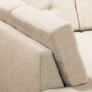 Wohnlandschaft Croom Webstoff Webstoff - Creme - Longchair davorstehend rechts / Ottomane links - Mit Hocker