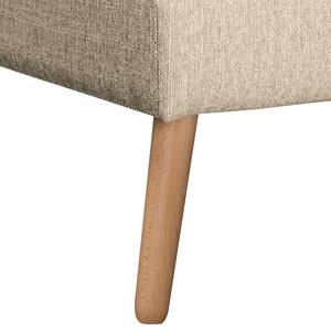 Wohnlandschaft Croom Webstoff Webstoff - Creme - Longchair davorstehend rechts / Ottomane links - Mit Hocker