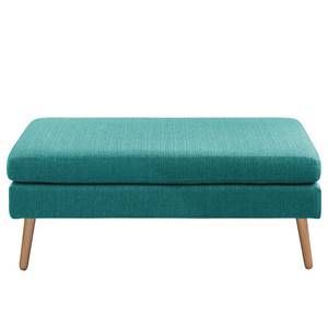 Ecksofa Croom Webstoff - Webstoff Polia: Petrol - Longchair davorstehend links - Mit Hocker